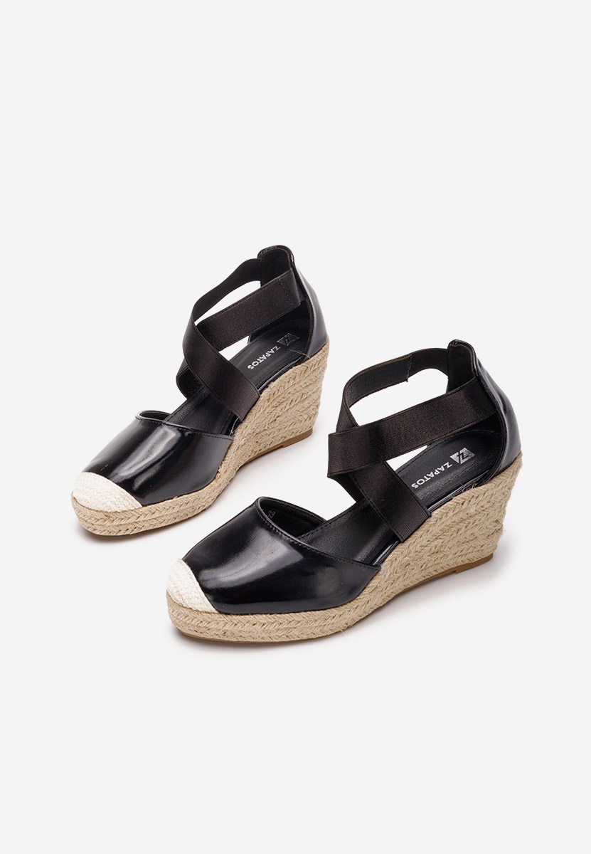 Sandales à plateforme type espadrilles noires Rosaria