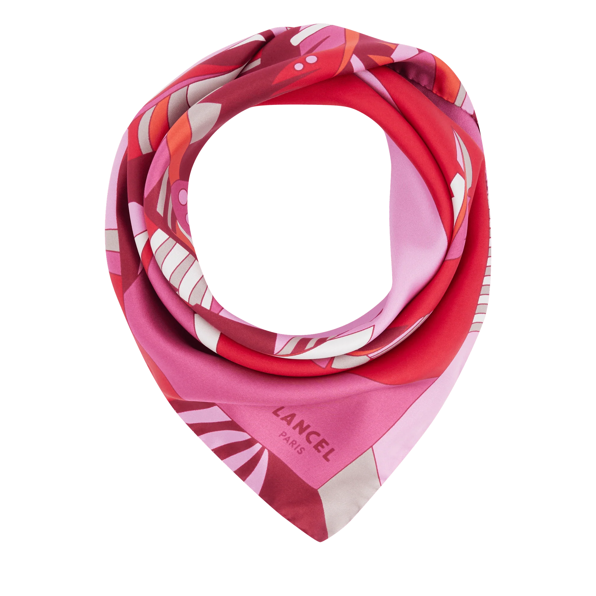 Carré 90 Motif Arabesque-Multico Cerise
