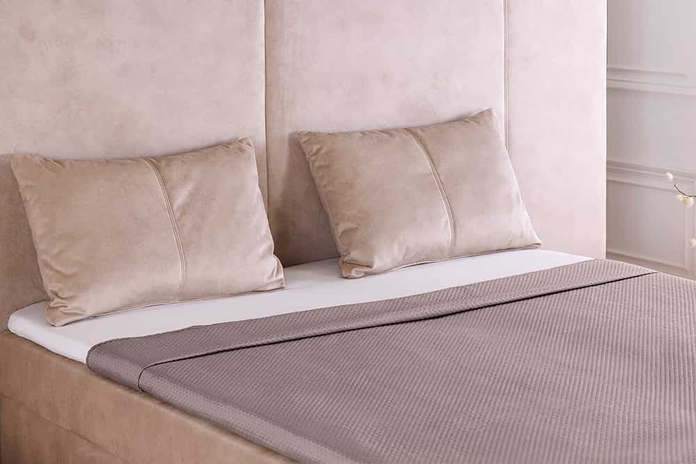 Design Boxspringbett SUITE HOTELBETT 180x200cm beige Samt inkl. Stauraum Topper