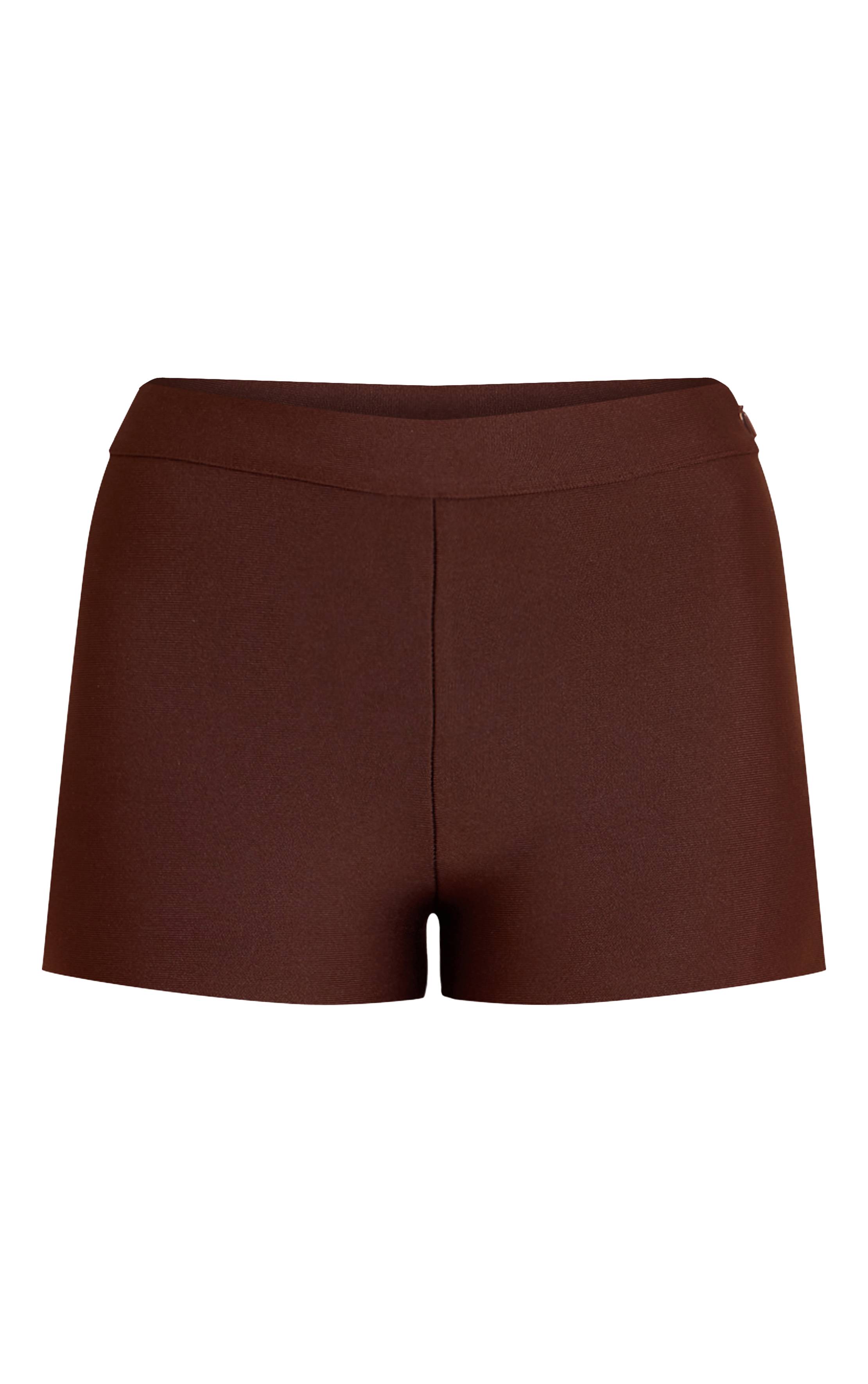 Chocolat Short Taille Mi-haute Ajusté Style Bandage