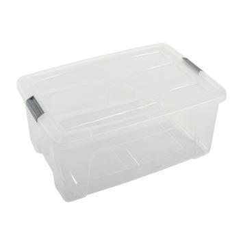 Iris opbergbox Click Topbox 45 liter transparant met grijze clips en deksel