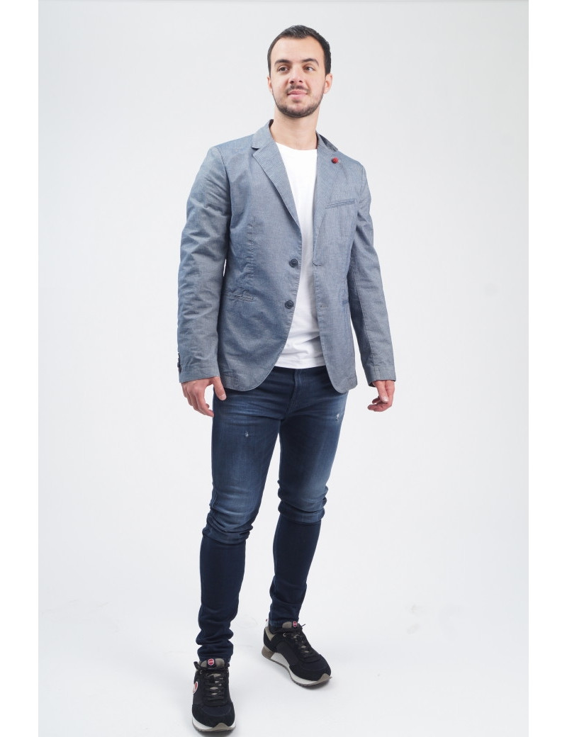 SISLEY VESTE BLAZER RAYÉE BLEU CLAIR