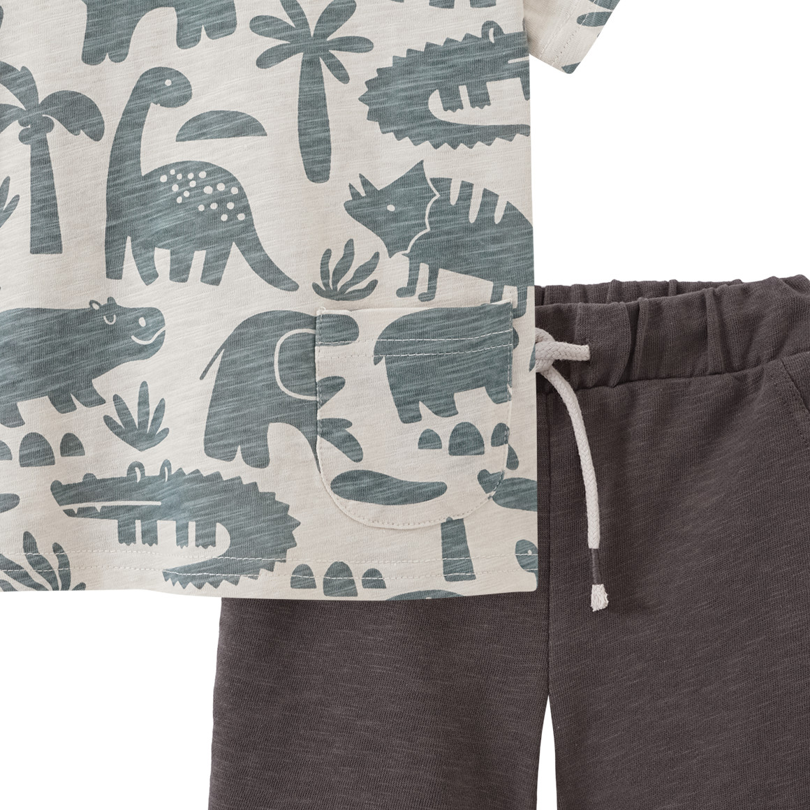 Topomini Baby T-Shirt und Joggingshorts im Set beige / dunkelgrau