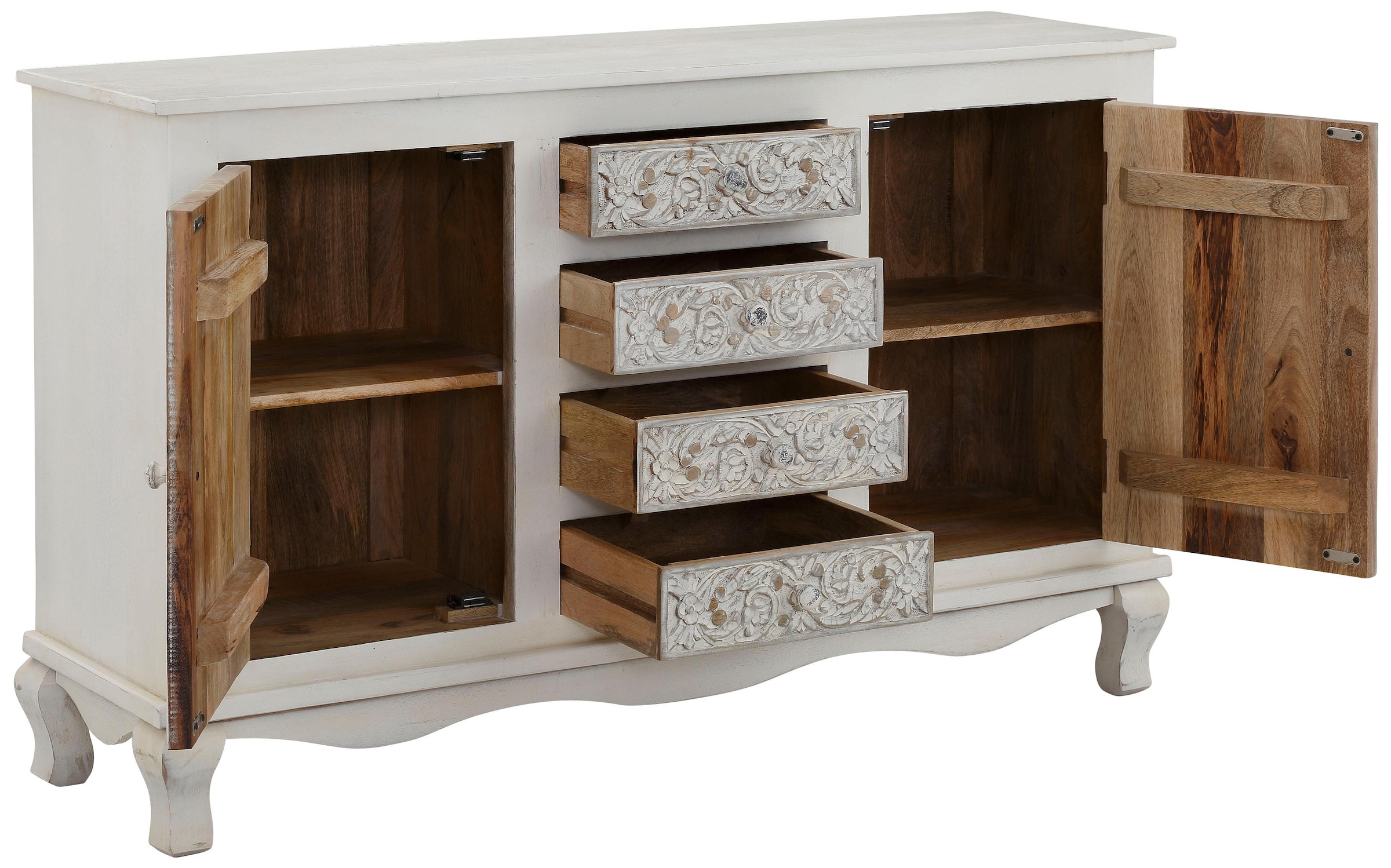 Home affaire Sideboard »Rajat« Kommode aus Mangoholz mit Türfrontfräsungen, Breite 140 cm