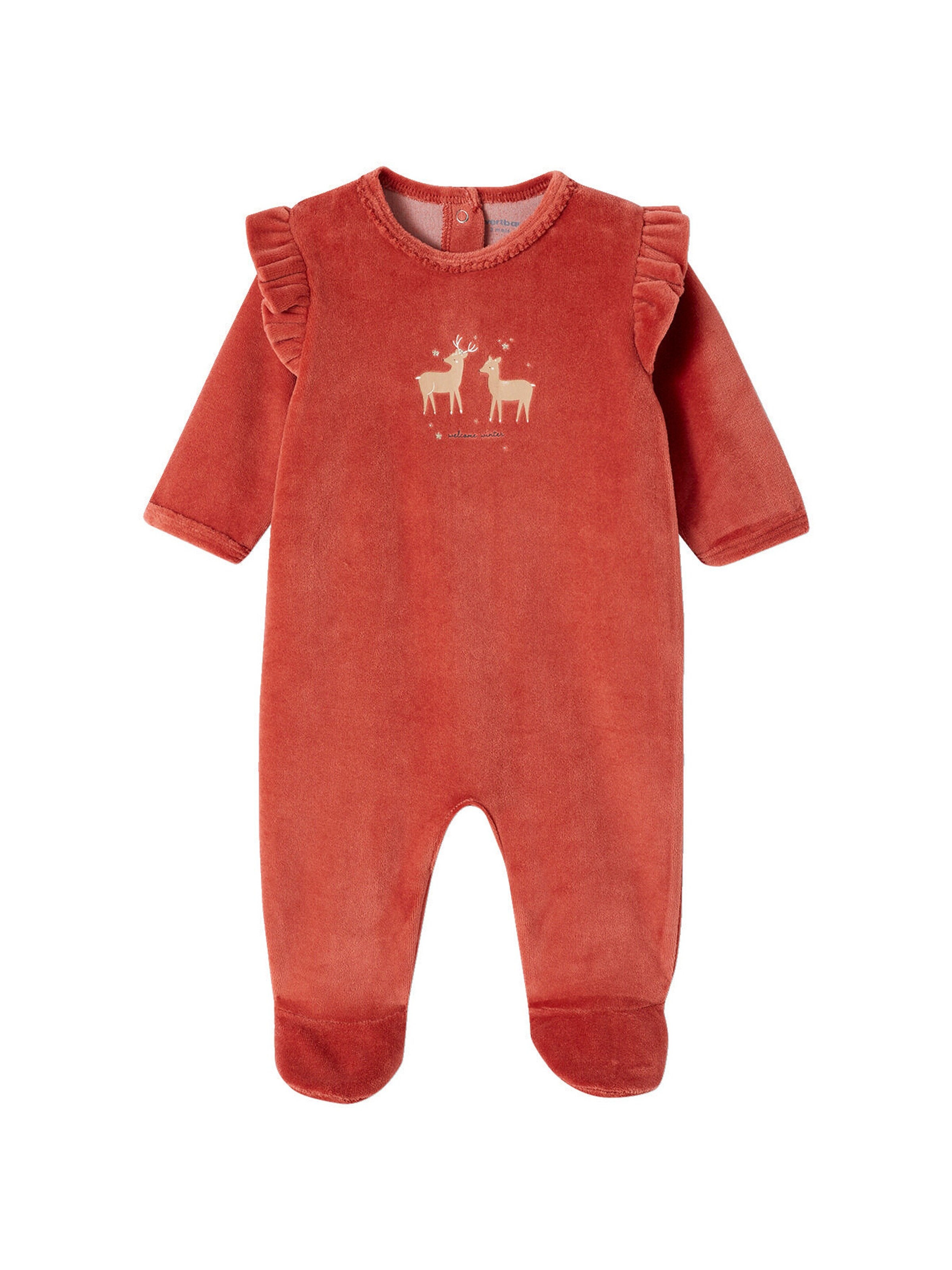 Vertbaudet 2er-Pack Mädchen Baby Samt-Strampler wollweiß