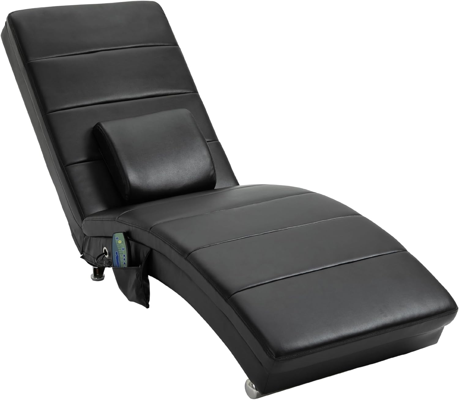 HOMCOM Relaxliege mit Massagefunktion Loungesessel Ergonomisch hohe Rückenlehn, mit Massagefunktion und Kissen mit Zero-G Design Lounge Sessel Kunstleder Metall Schaumstoff Schwarz 58 x 163 x 87 cm