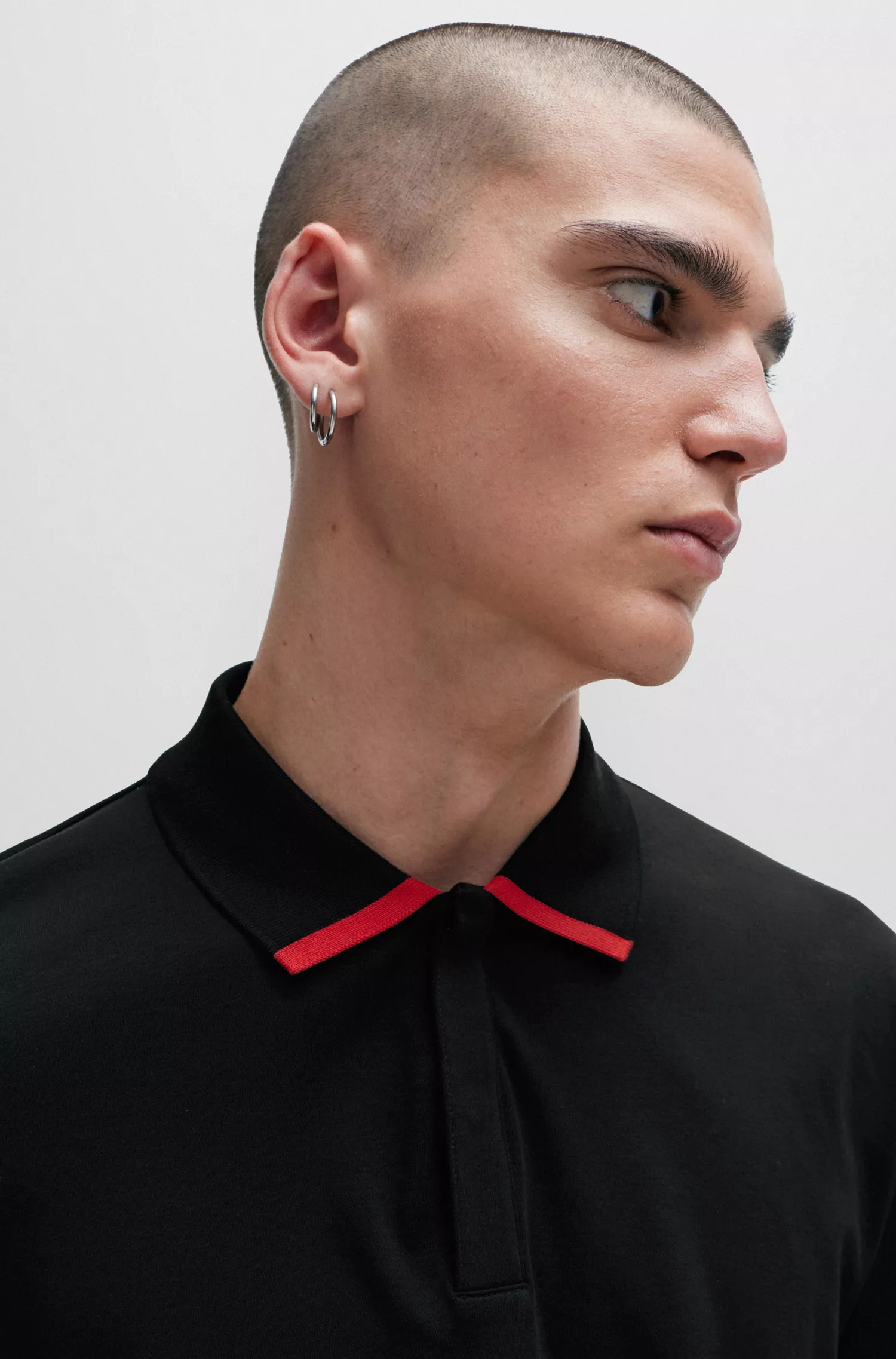 Camisa polo HUGO vermelha em malha de algodão com gola debruada