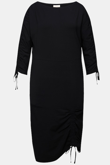 Jersey-Midikleid, U-Boot-Ausschnitt, 3/4-Arm, Biobaumwolle