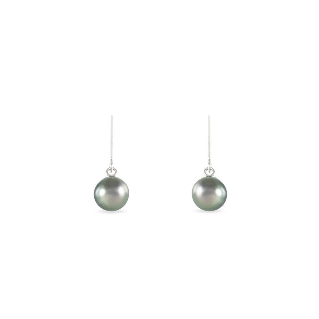 Boucles D'oreilles Pendantes Elitivae Or Blanc Perle De Tahiti