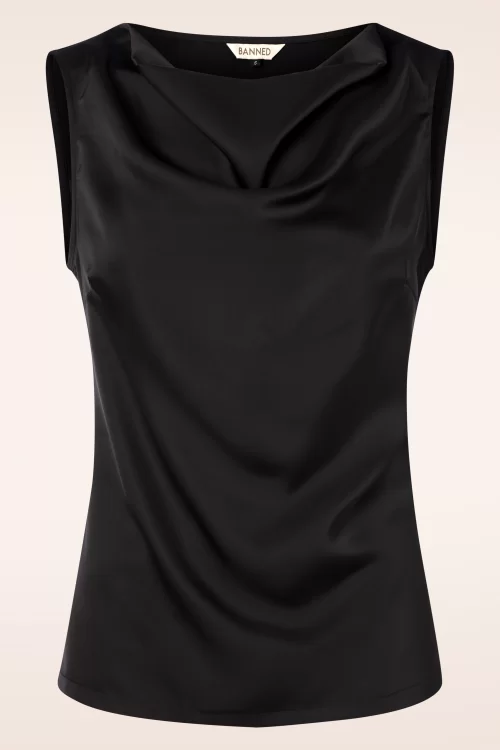Banned Retro Drape Evening top in zwart