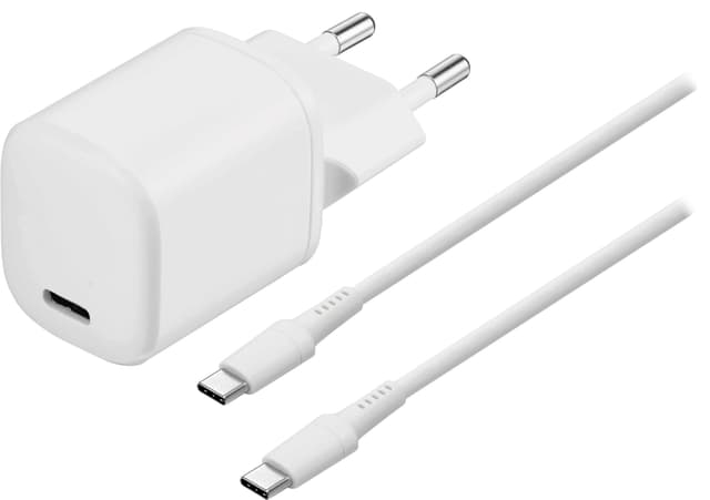 Sandstrøm 20W USB-C-oplader med USB-C-kabel