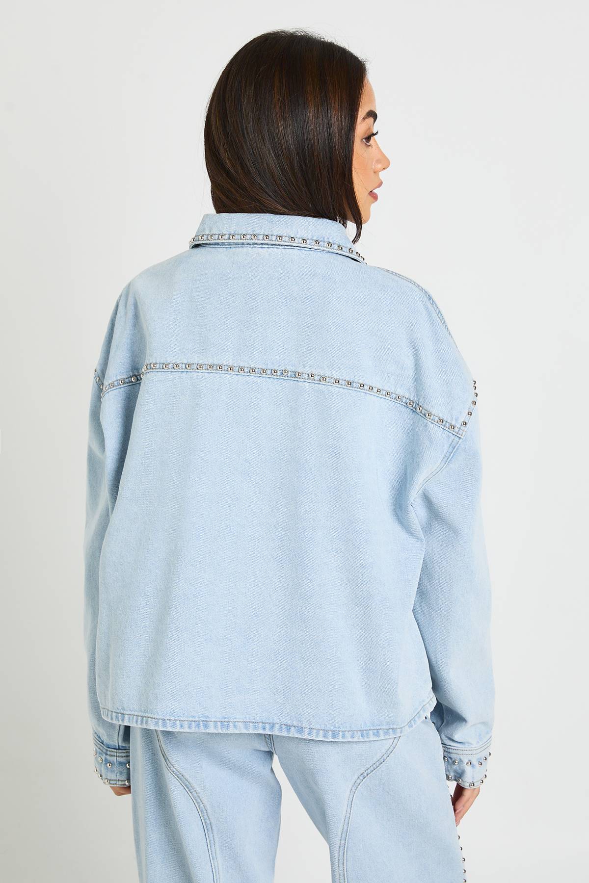 boohoo Veste En Jean À Clous