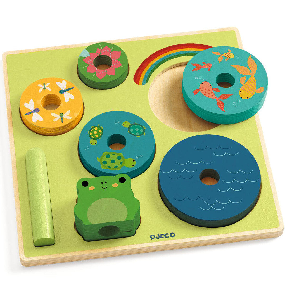 Djeco puzzel en stapeltoren - rainbow - 7st