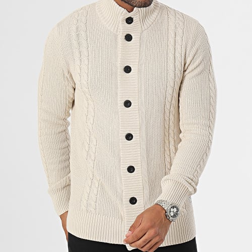 Cardigan Cogrid Cable Beige