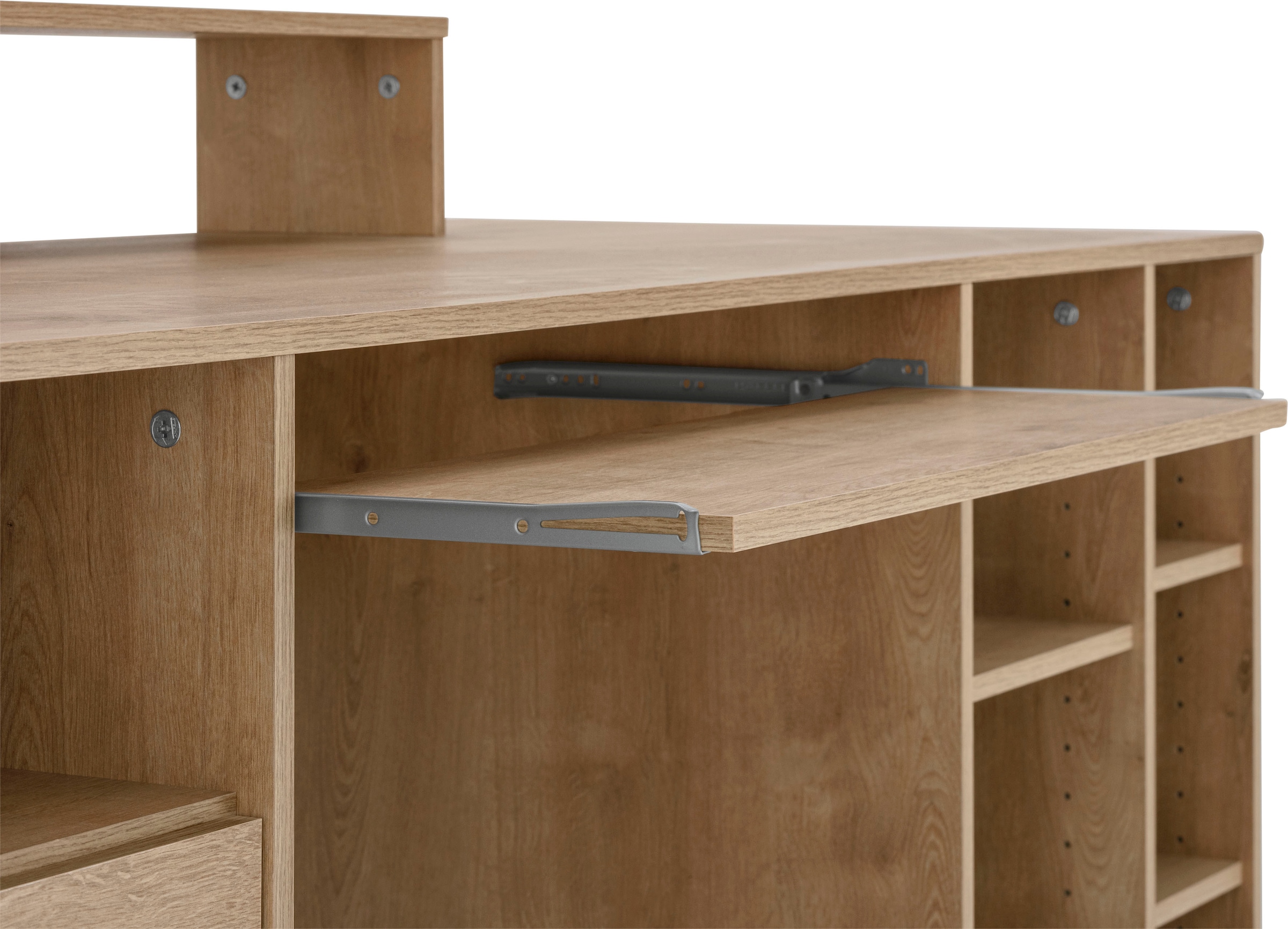 VOGL Möbelfabrik Schreibtisch »Timra« Tastaturauszug, Aufsatz & Towerfach, Breite 160 cm, Made in Germany