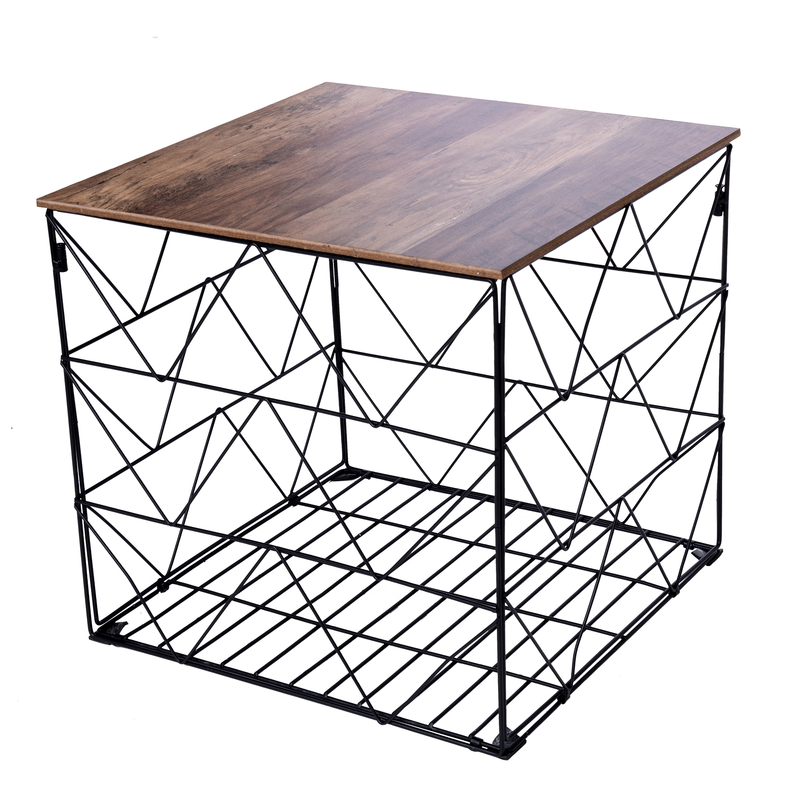Beistelltisch - schwarz-holzfarben - Metall - 40 cm