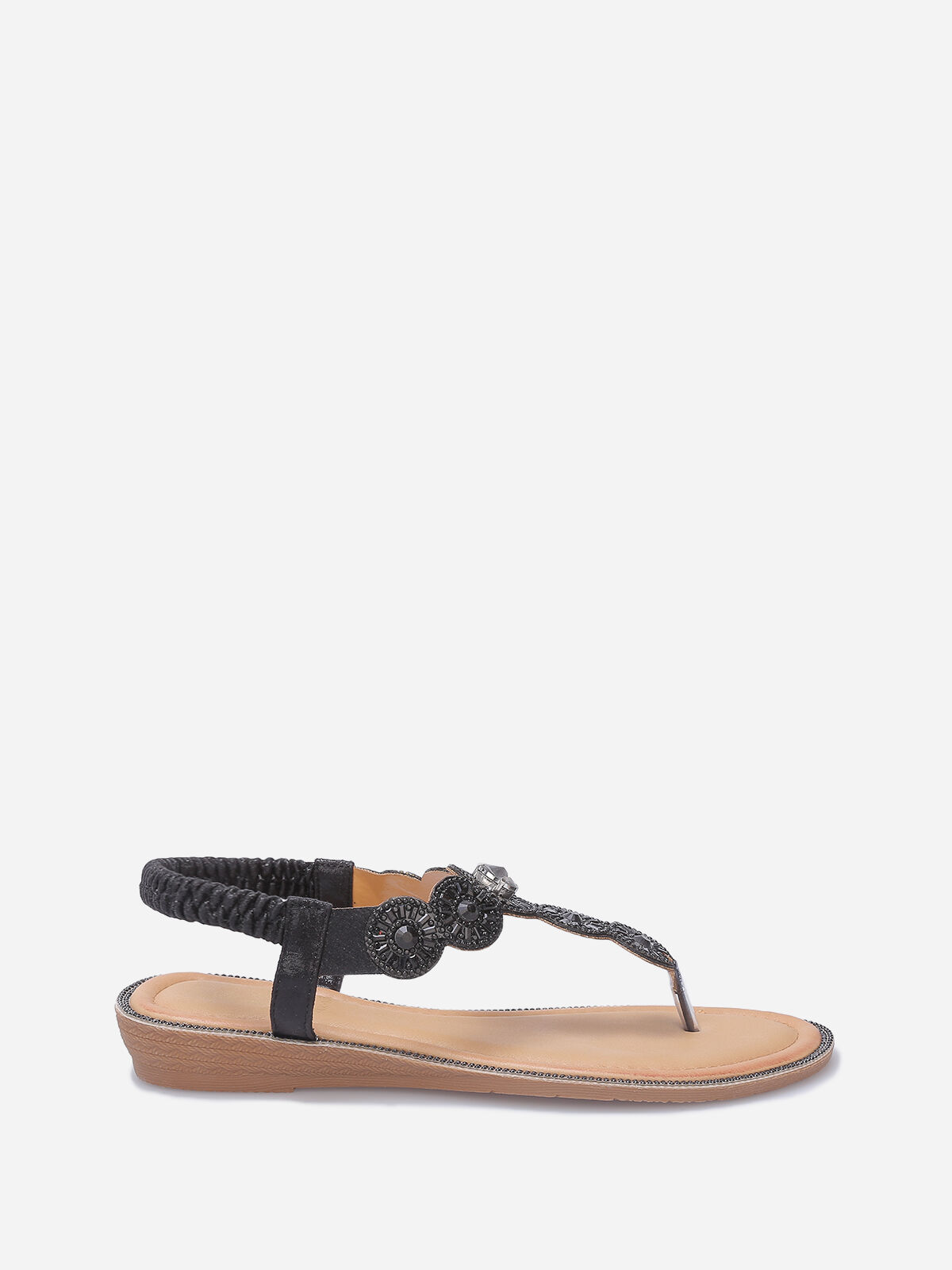 Nu-pieds pailletés à strass- Noir