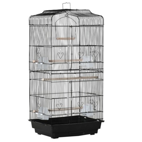 Gaiola de metal PawHut com poleiros de madeira para pássaros