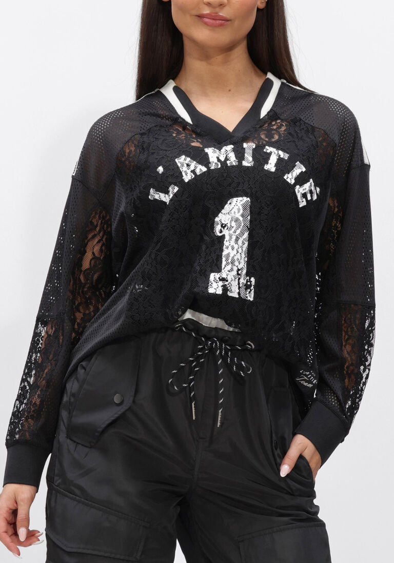 zwarte haute l'amitié tops & t-shirts lace football v-blouse