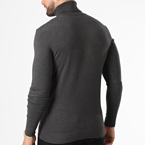 Pull Col Roulé LD-690018 Gris Anthracite Chiné