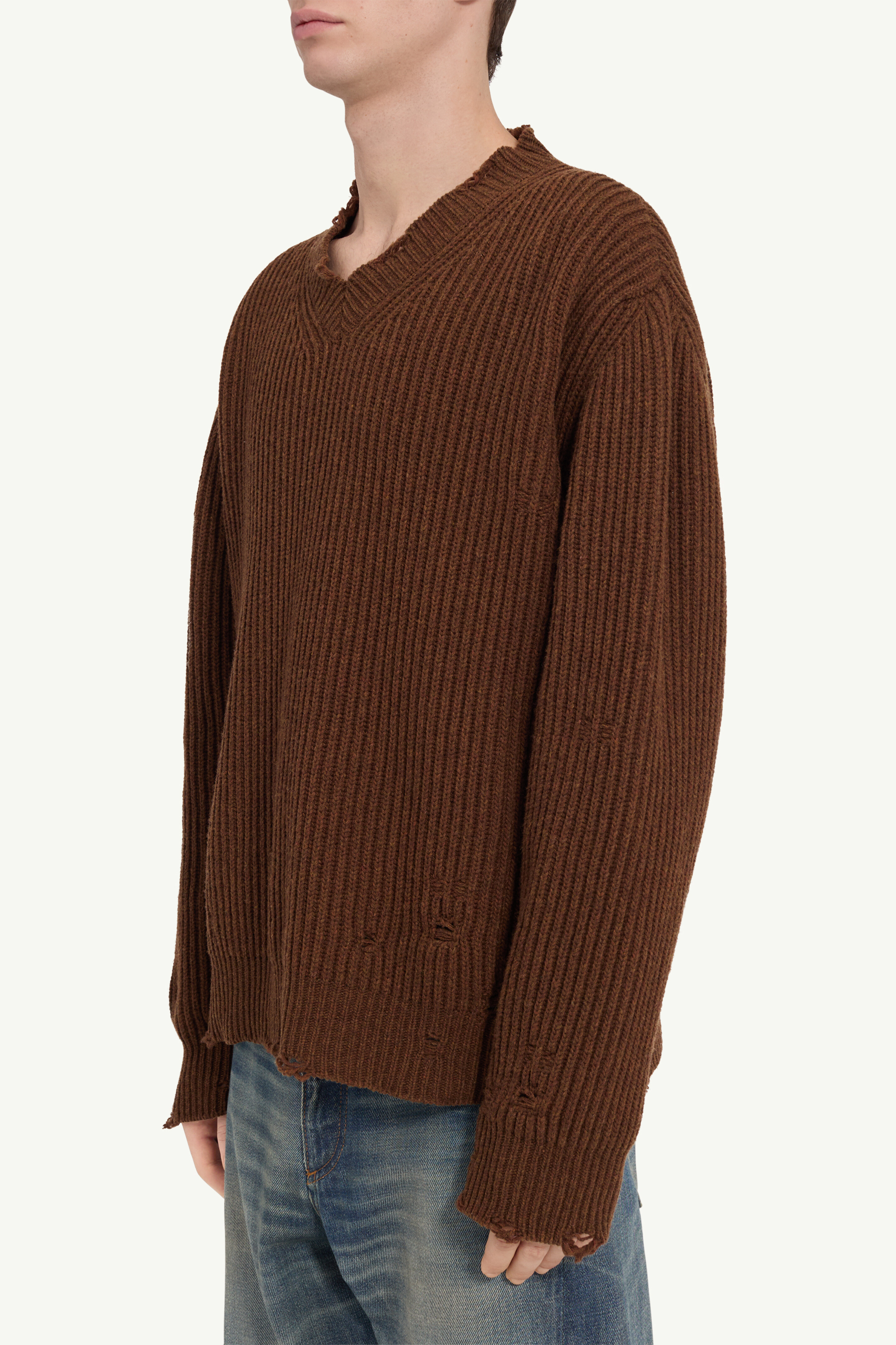 Pull côtelé en laine pour homme | MM6