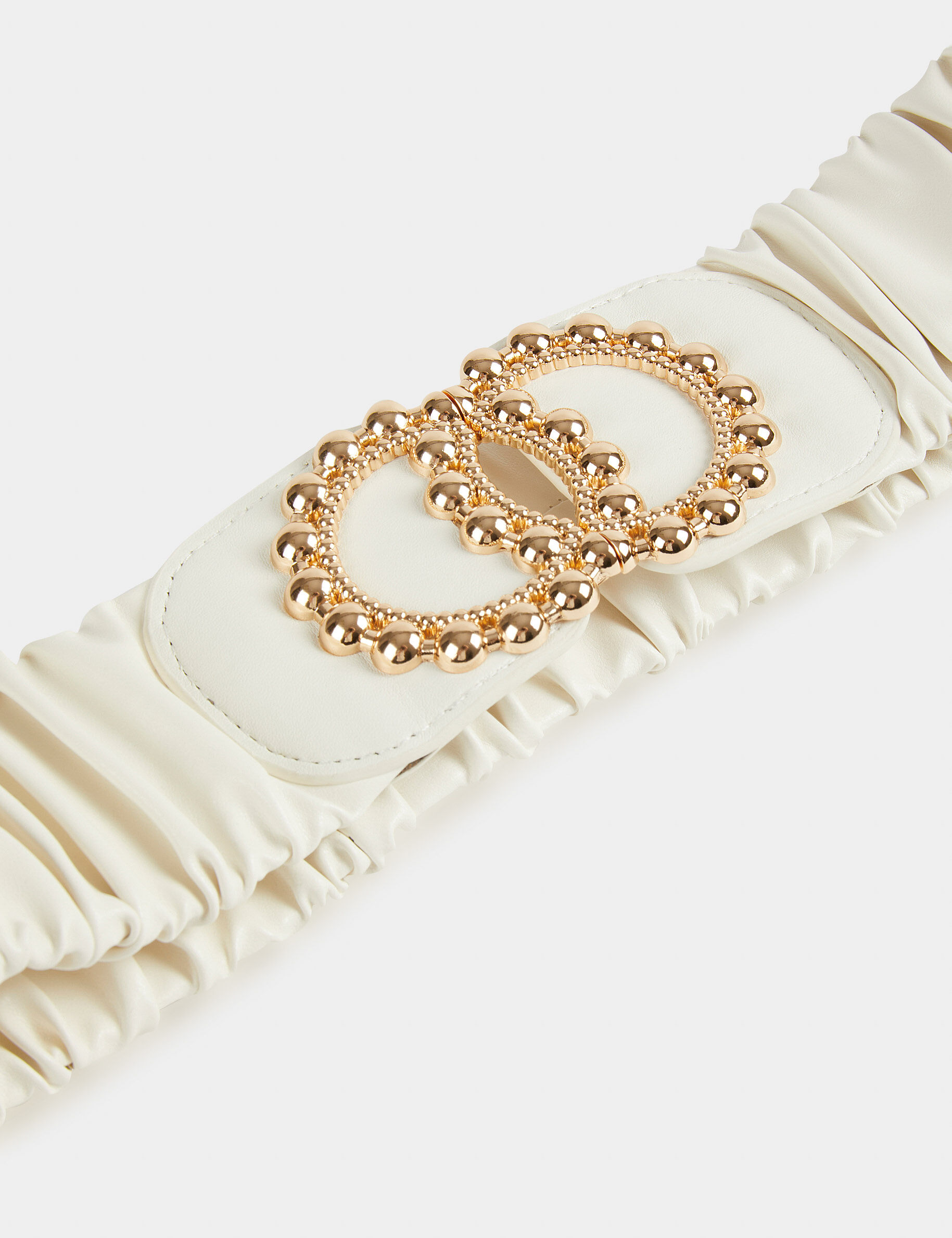 Ceinture élastiquée avec boucles blanc femme - blanc