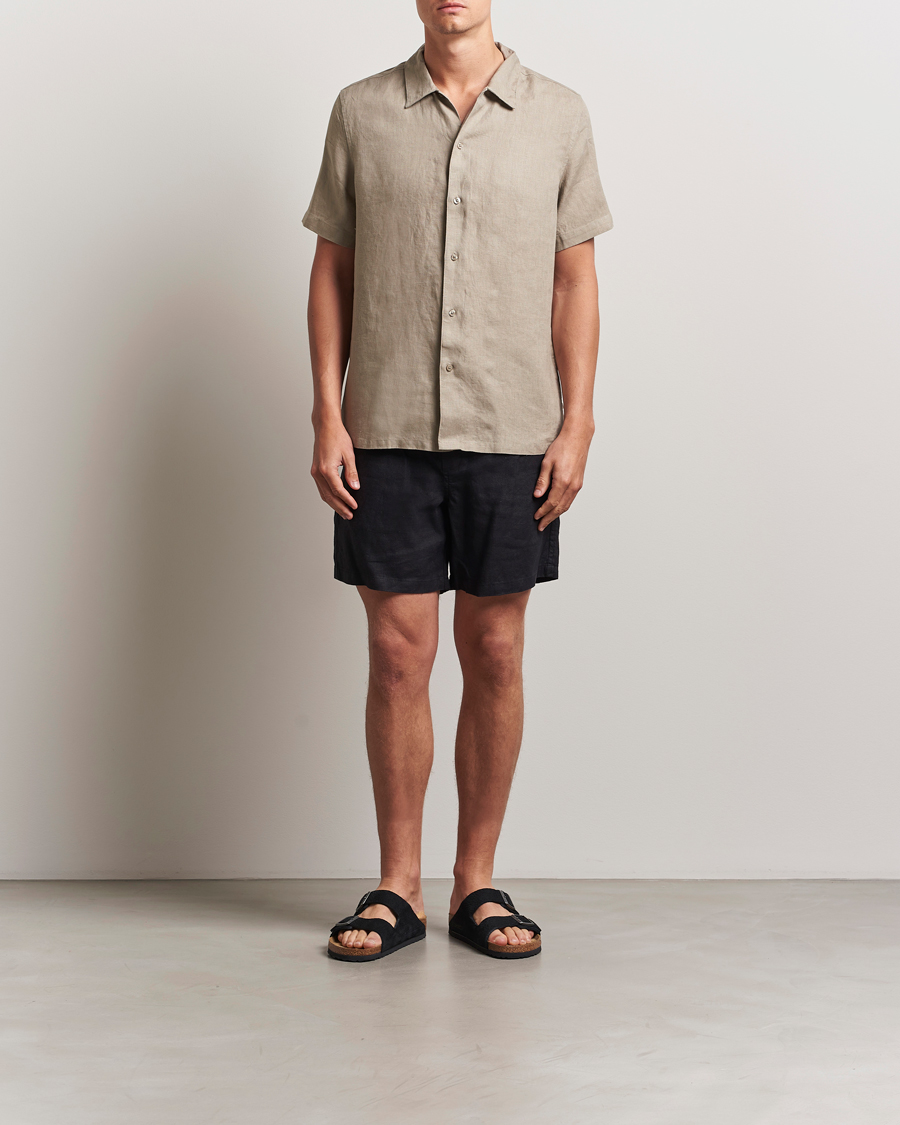 Samsøe Samsøe Avan Linen Short Sleeve Shirt Greige