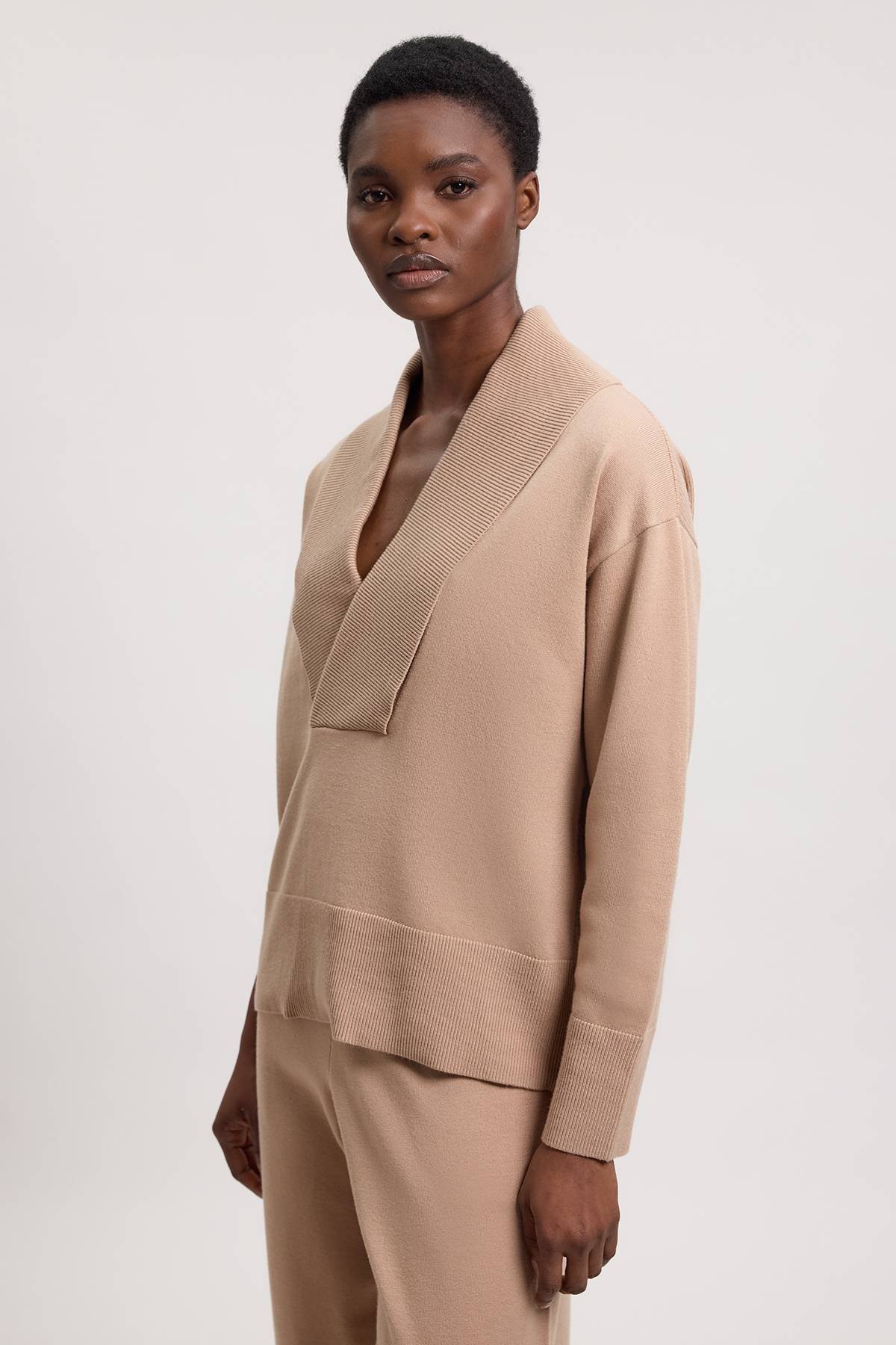 KarenMillen Synthétiquell En Maille À Col Châle Profond Aspect Laine