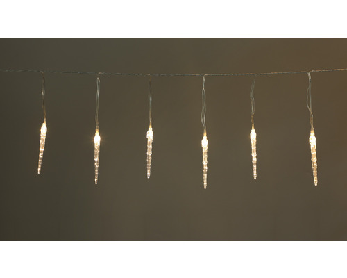 Lafiora ijspegelverlichtingsketting, 11,9 m lang + 10 m aansluitsnoer, 120 LED's, warm wit licht, inclusief timer en dimmer