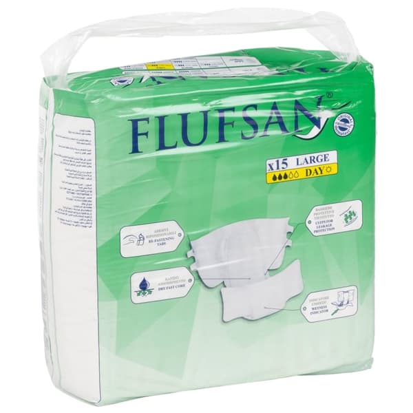 Flufsan Voksenbleier engangs 15 stk str L