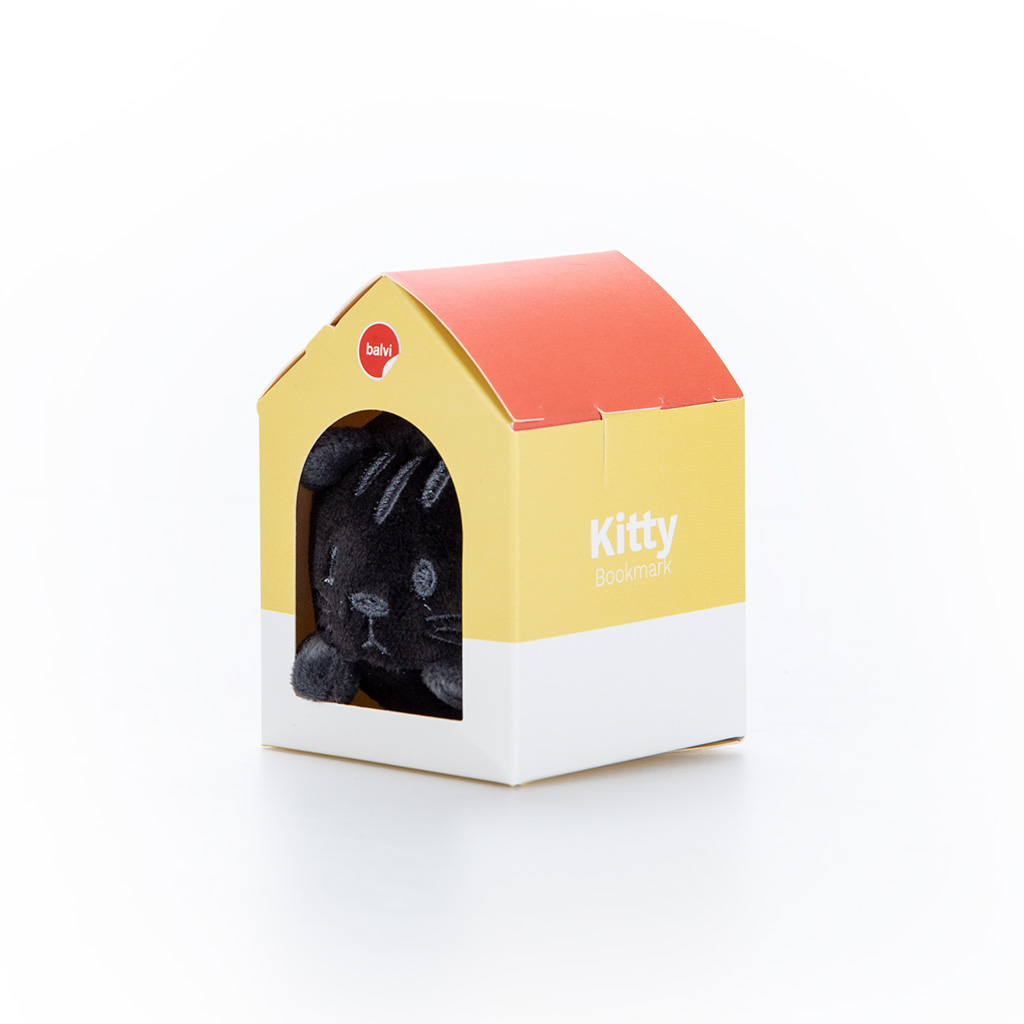 Marcador de livros Balvi Kitty, preto, divertido, em formato de gato, poliéster.