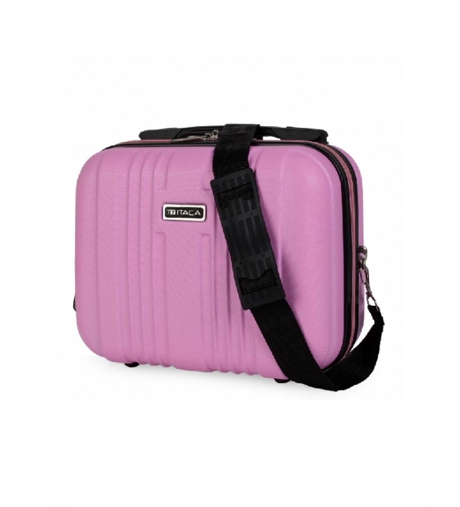 Nécessaire de viagem rígida grande ITACA em ABS, modelo T71535, rosa - 33x26x14cm -