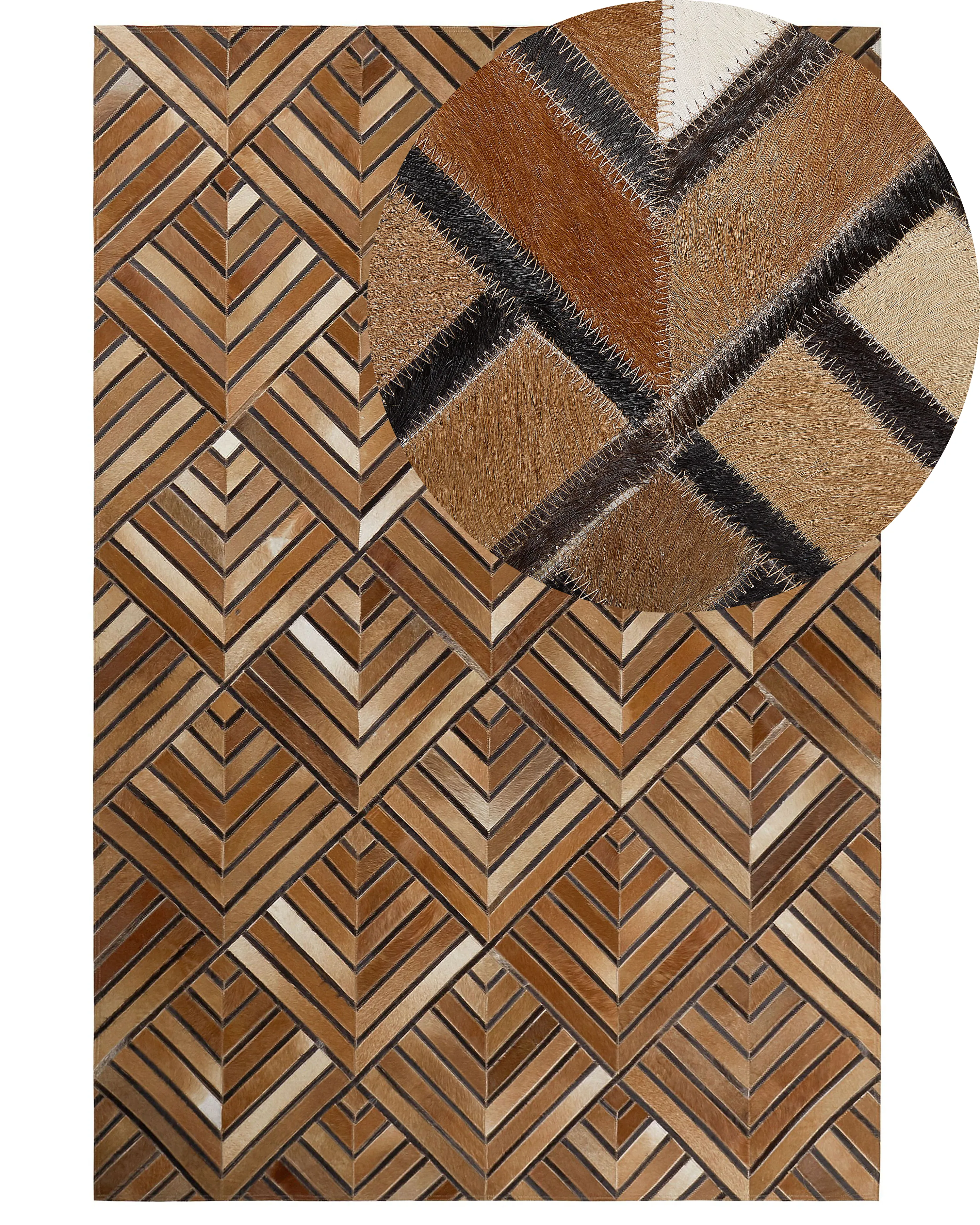 Vloerkleed TEKIR Bruin 160 x 230 cm Leer
