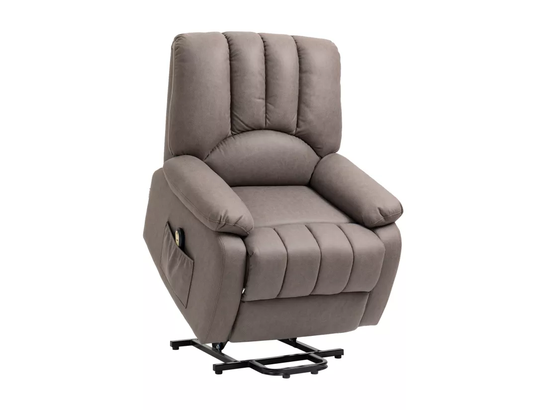 Fauteuil de relaxation électrique - fauteuil releveur inclinable - repose-pied ajustable - microfibre polyester gris