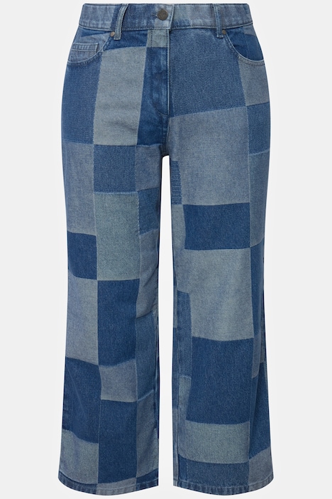 7/8-Jeans-Culotte, Mustermix, weites Bein