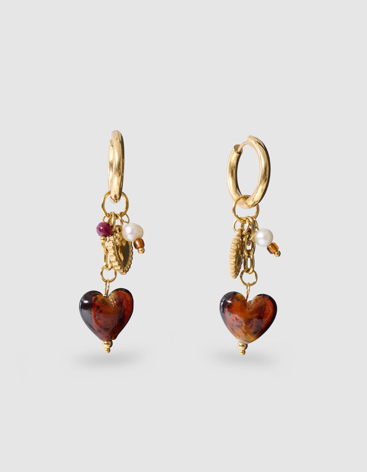 Heart Charm Oorbellen Goud