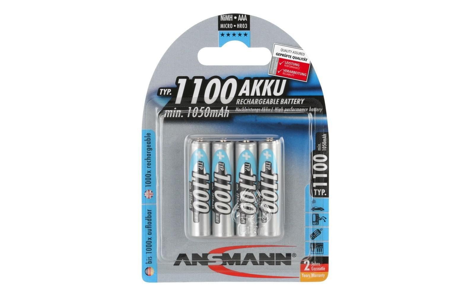Akku Typ 1100 NiMH AAA 1100 mAh, 4 StückAAA-Akkus im 4er-Pack
