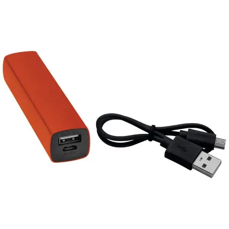 Macma Powerbank 2.200 mAh mit USB Anschluss inkl. Ladekabel, orange