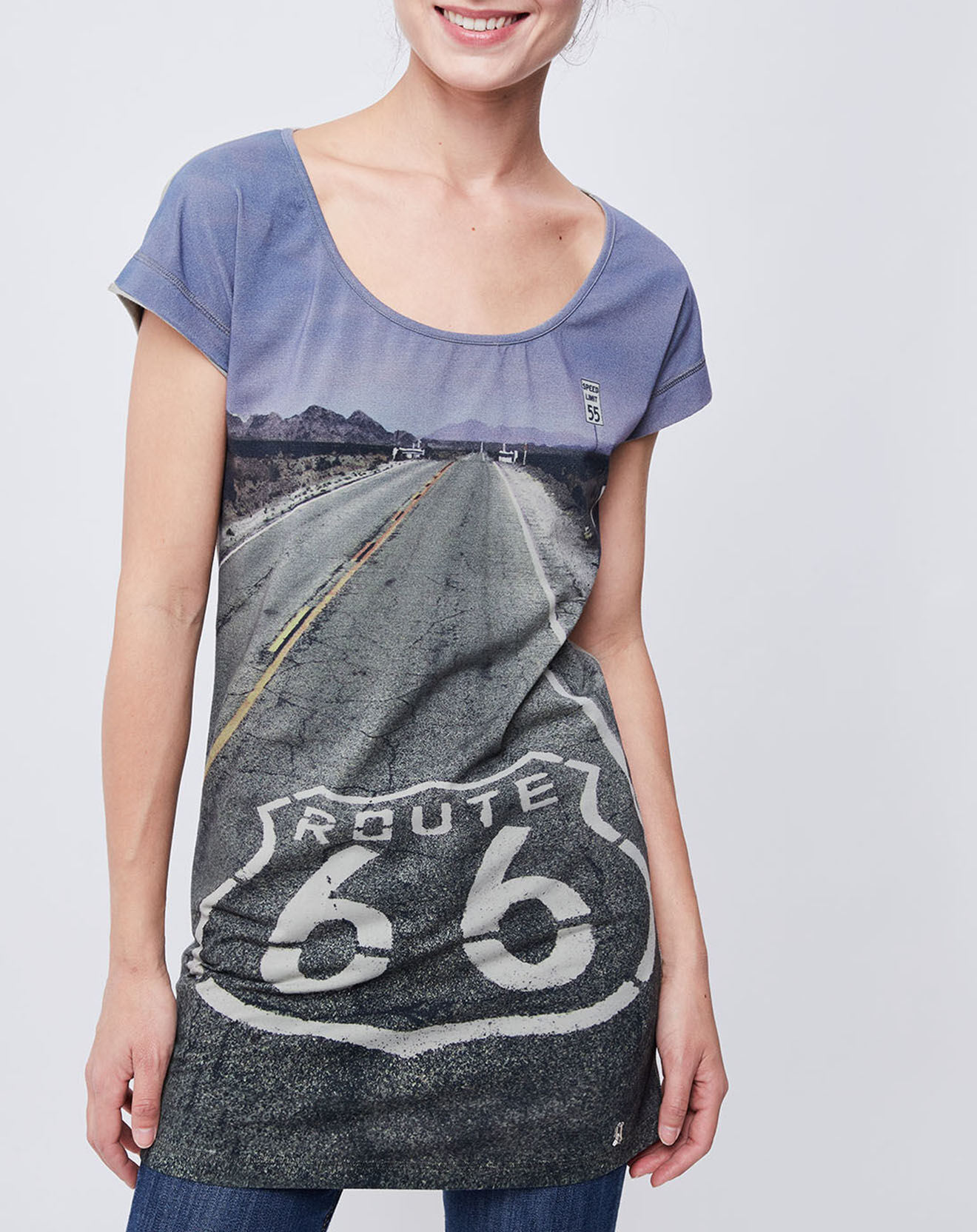 John Galliano T-Shirt imprimé gris/bleu
