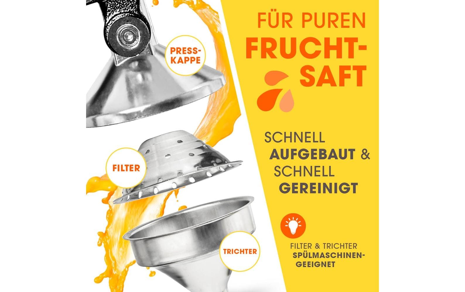 Saftpresse Manuell SchwarzEntsafter aus Edelstahl