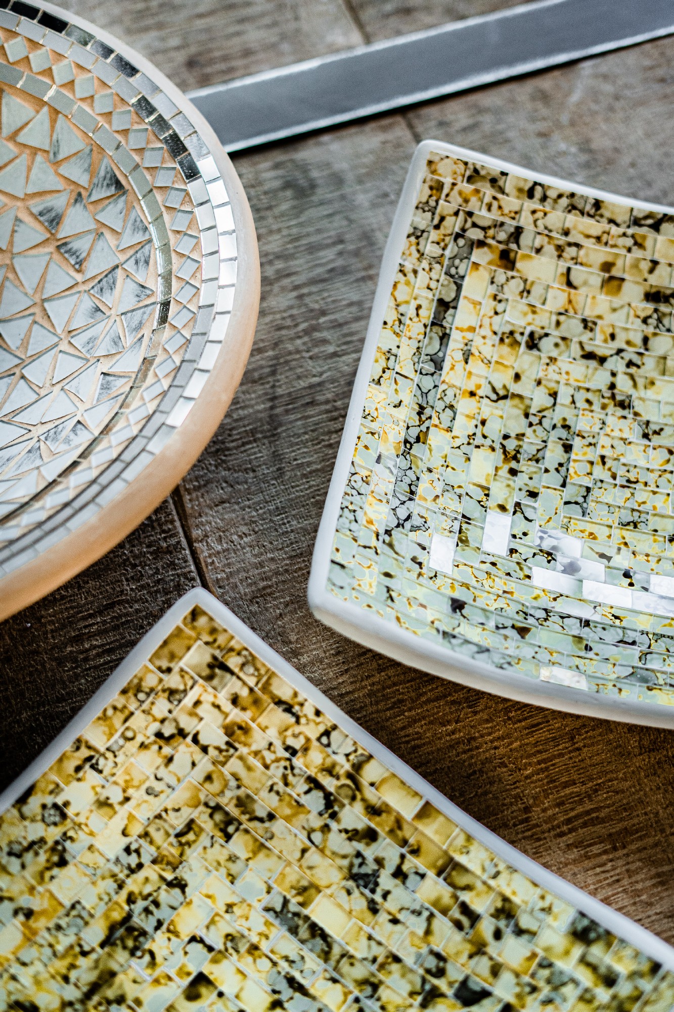 Mosaikteller, gelb, B 25 cm, T 25 cm von fischer's lagerhaus