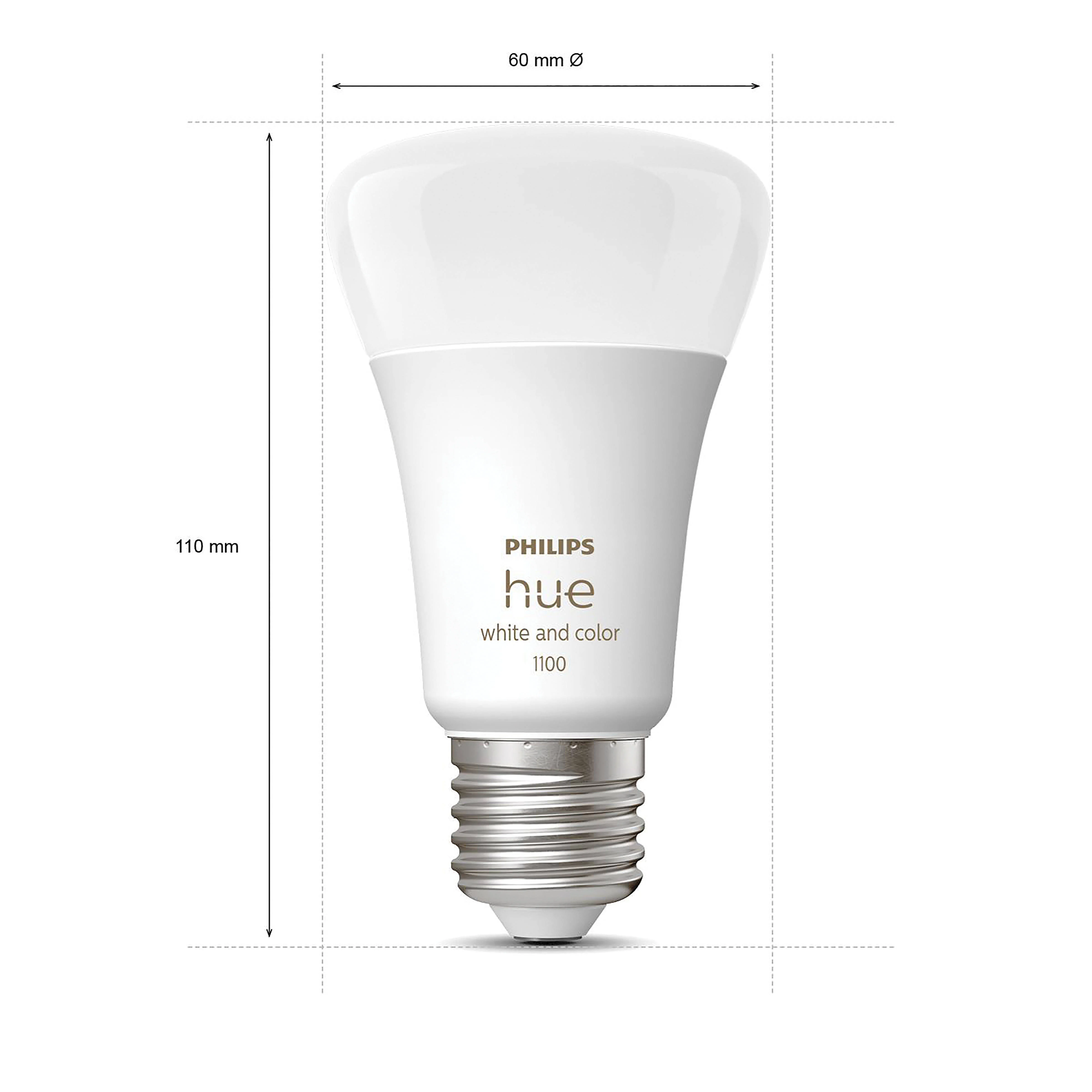 Philips Hue starterkit - wit en gekleurd - 3 lampen - E27 - 1100lm - 1 dimmer switch