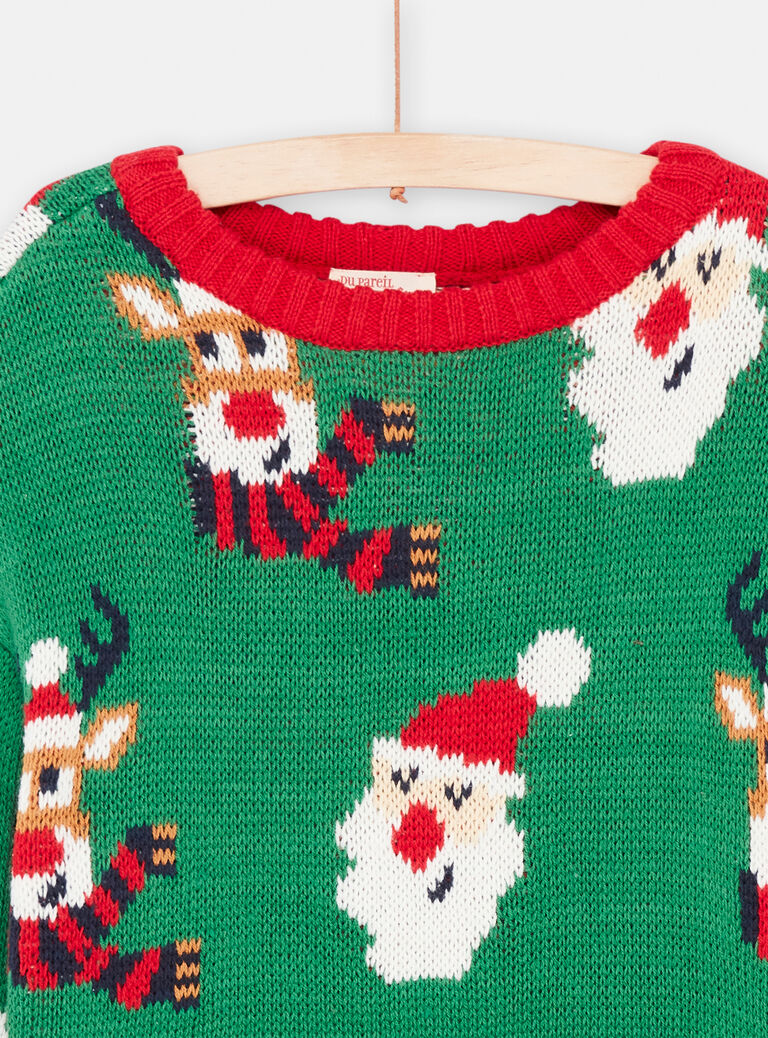 Pull rouge vif de Noël en maille pour garçon