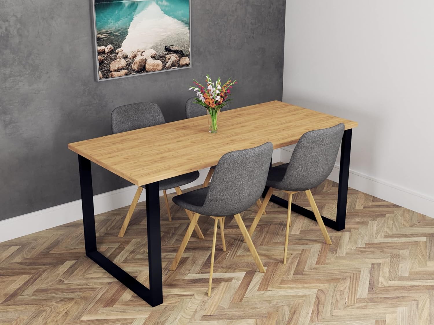 POKAR Tischplatte 120x80 cm | Schreibtischplatte 25 mm Stärke | Ideal für höhenverstellbare Schreibtische und Esstisch | Robuste und Langlebige | Made in Europe | Golden Craft Eichen