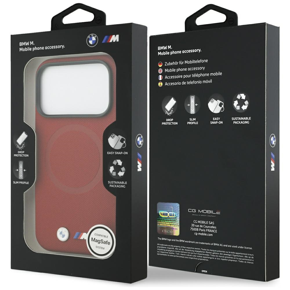 iPhone 17 Pro MagSafe Leder Hardcase Hülle FW Metal Logo (BMHMP17L25PFWSMR) - Rot