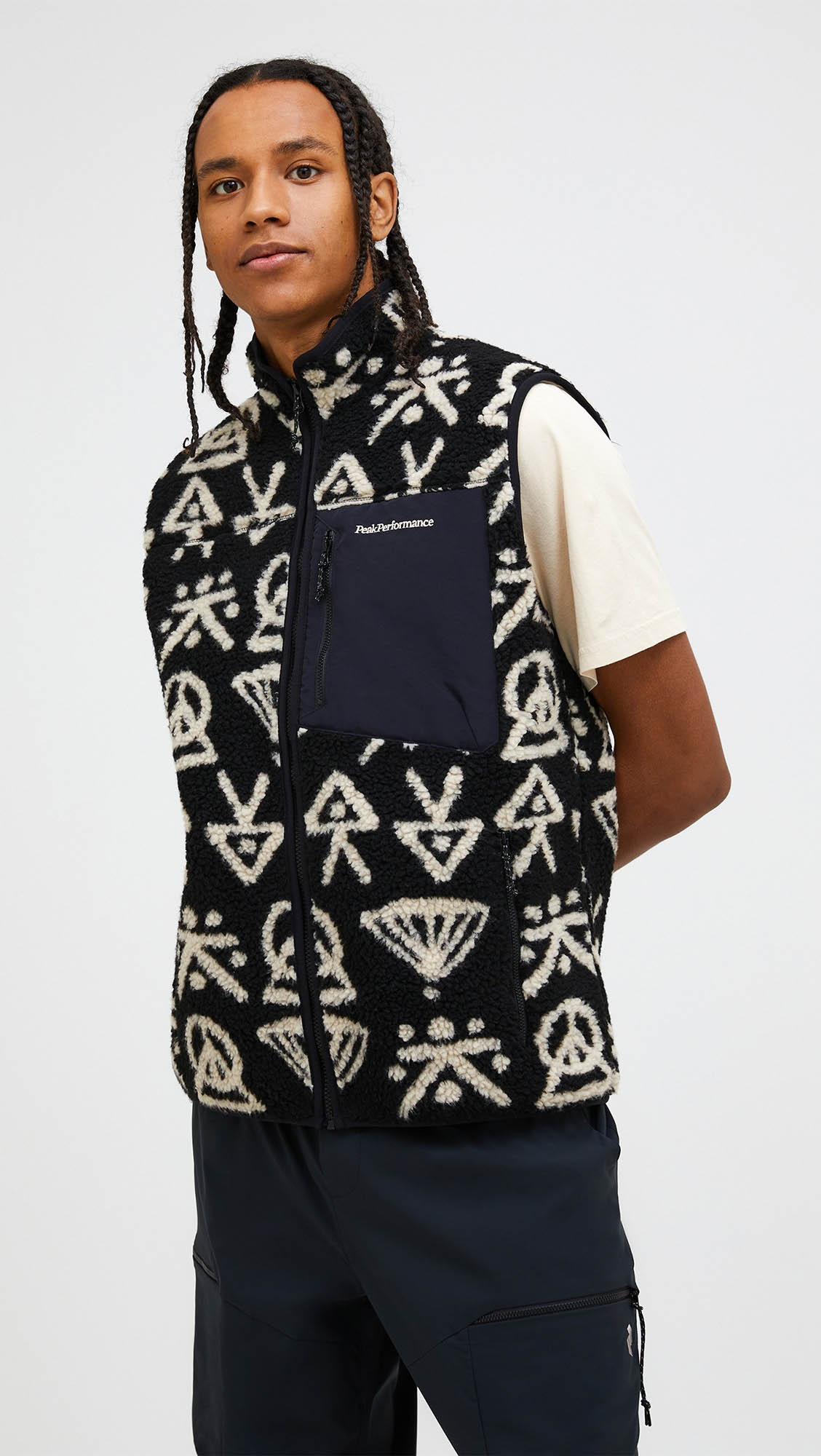 Graphic Pile Vest Herre Black
