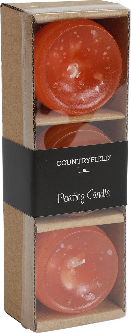 Countryfield drijfkaars Bollie oranje 5 uur D 5 H 4 cm 3 stuks