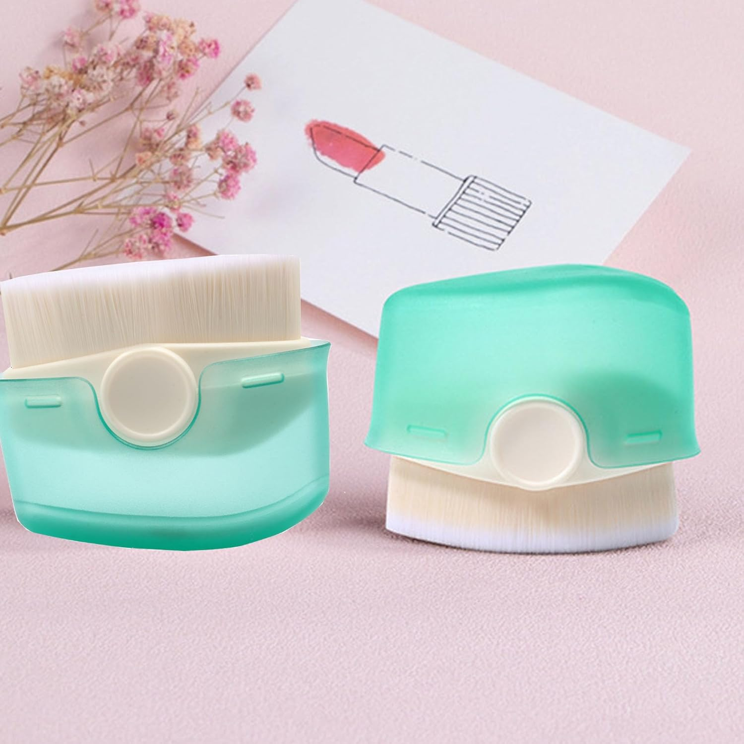 (6x4cm) Sonnencreme Applikator Pinsel Sonnenschutz Auftrage Hilfe mit Schutzkappe - Weiss / Türkis