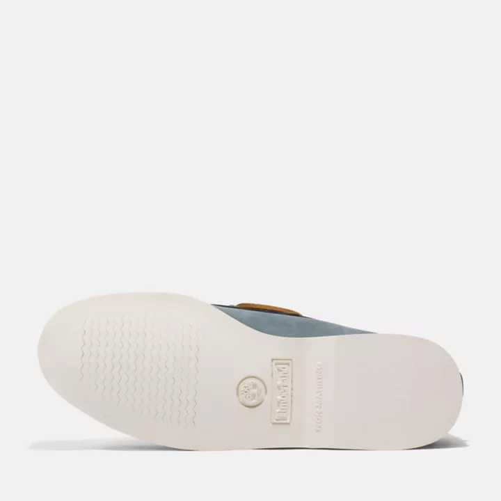 Chaussures bateau classique en cuir pour homme en bleu moyen