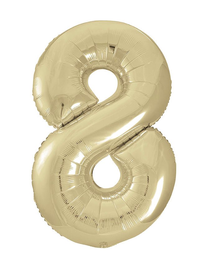 8 Jaar Cijfer Ballon Goud Glans Leeg 86cm